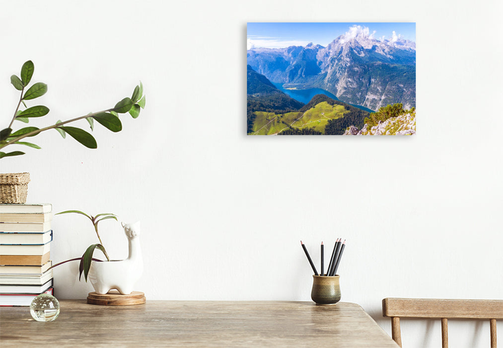 Premium Textil-Leinwand Blick vom Jenner auf den Königssee