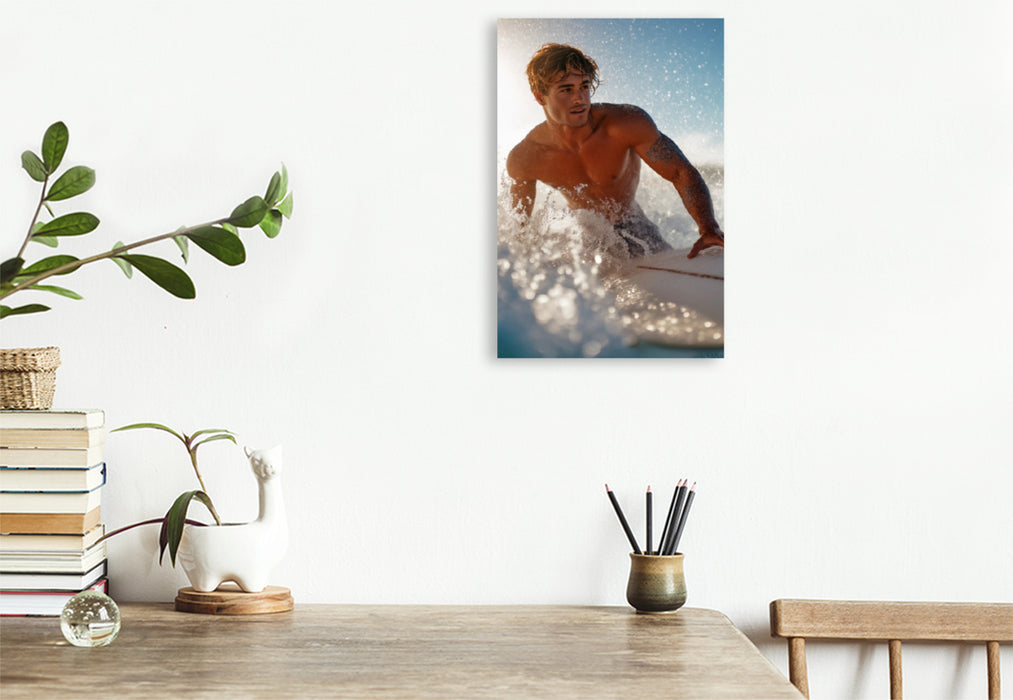 Premium Textil-Leinwand Ein Motiv aus dem Kalender Karibik Surfer