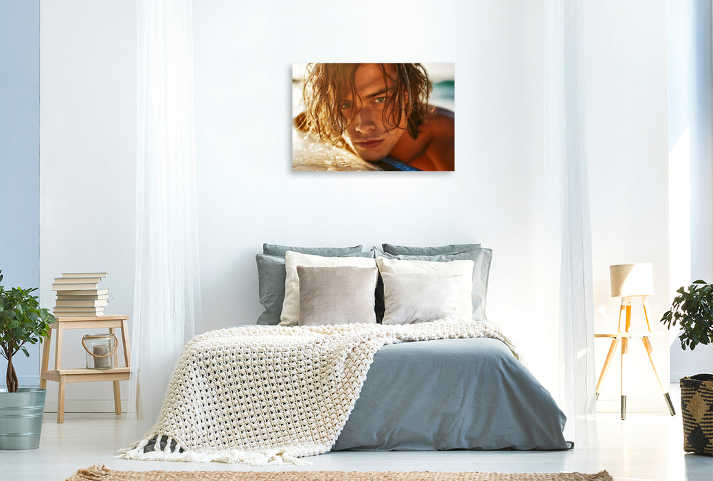 Premium Textil-Leinwand Ein Motiv aus dem Kalender Hot Beach Boys