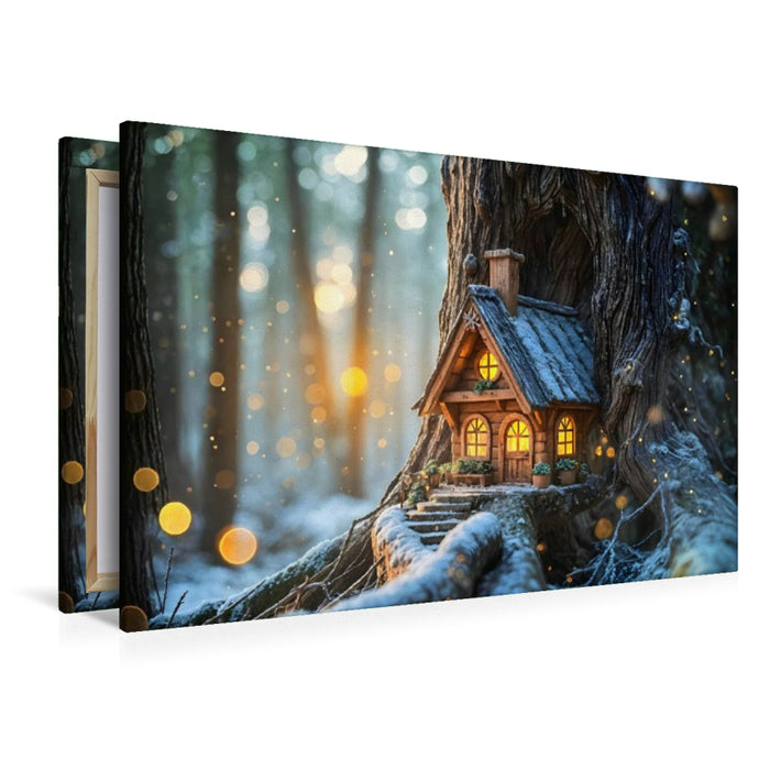 Premium Textil-Leinwand Am alten Baum der Feen