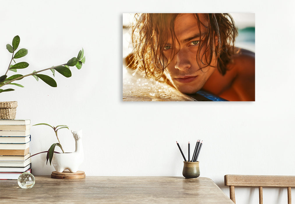 Premium Textil-Leinwand Ein Motiv aus dem Kalender Hot Beach Boys