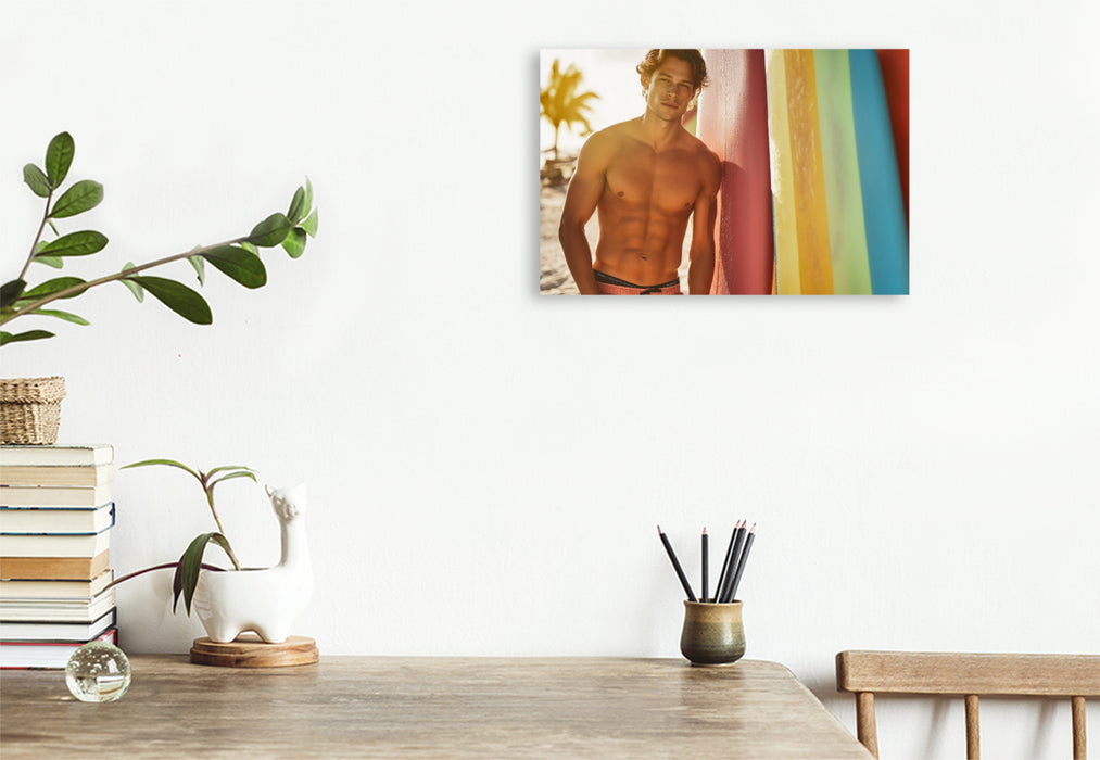Premium Textil-Leinwand Unter Palmen beginnt der Sommer