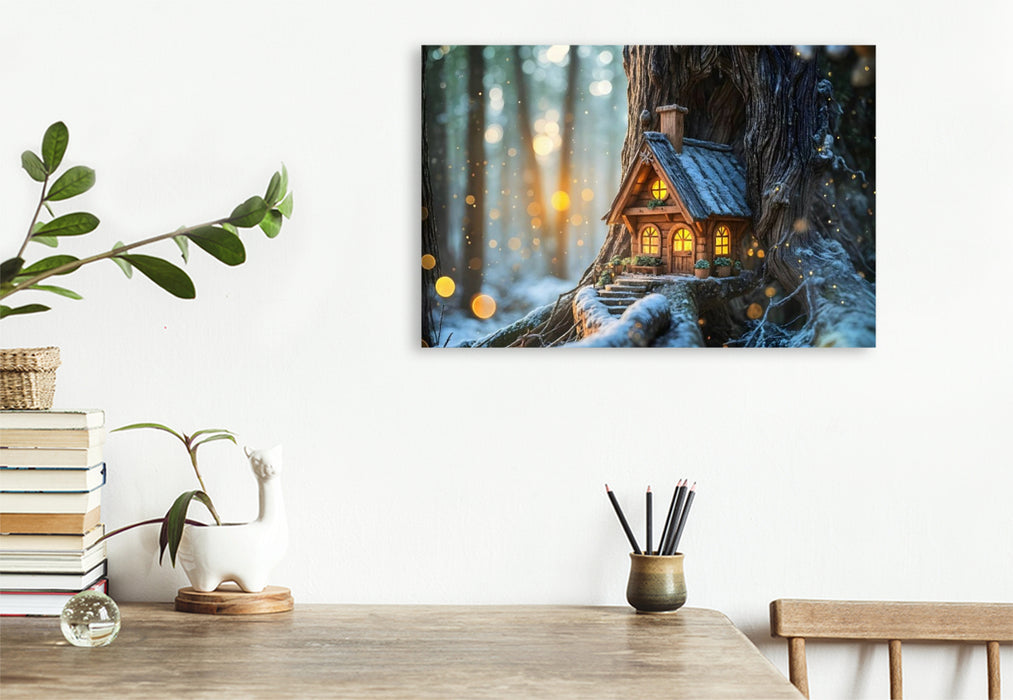 Premium Textil-Leinwand Am alten Baum der Feen