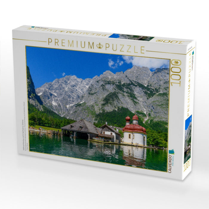 Halbinsel Hirschau mit St. Bartholomä, Schönau - CALVENDO Foto-Puzzle'