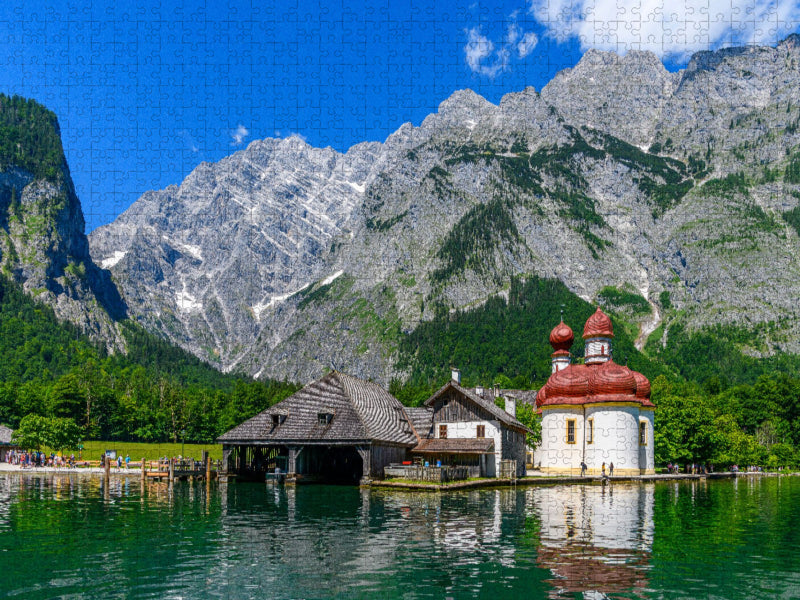 Halbinsel Hirschau mit St. Bartholomä, Schönau - CALVENDO Foto-Puzzle'