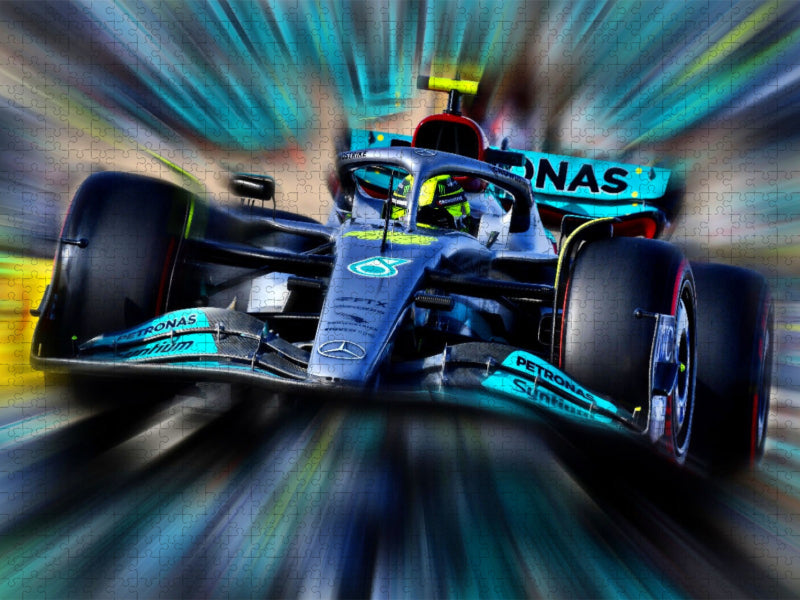 Der britische Rekordweltmeister Lewis Hamilton ist auch im Jahr 2022 für AMG-Mercedes unterwegs. - CALVENDO Foto-Puzzle'