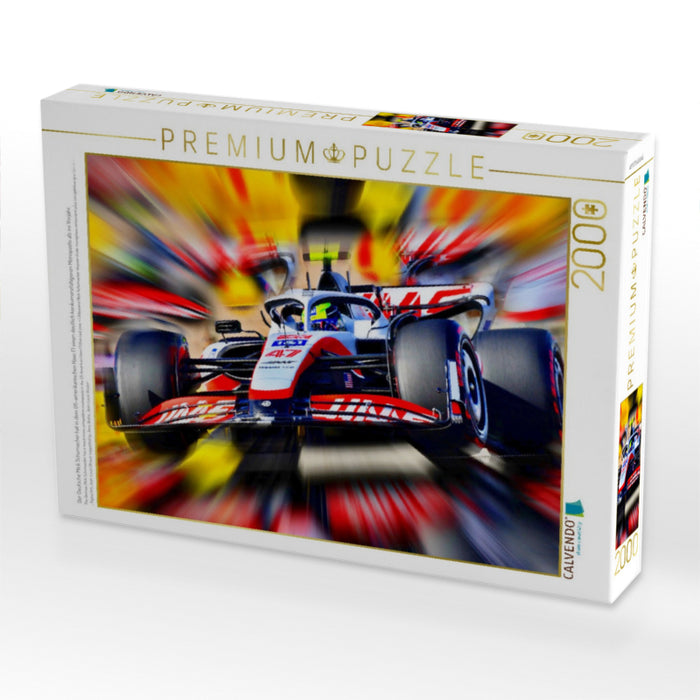 Der Deutsche Mick Schumacher hat in dem US-amerikanischen Haas F1 einen deutlich konkurrenzfähigeren Monoposto als im Vorjahr. - CALVENDO Foto-Puzzle'