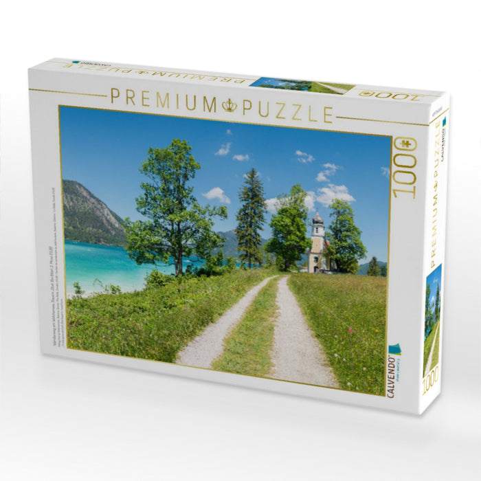 Wanderweg am Walchensee, Bayern. Zitat: Die Bibel, 2. Mose 23,20 - CALVENDO Foto-Puzzle'