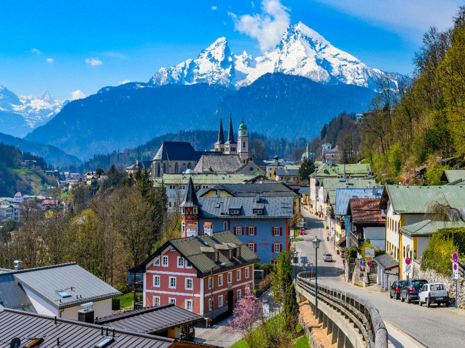 Blick auf den Ort mit Watzmann, Berchtesgaden - CALVENDO Foto-Puzzle'