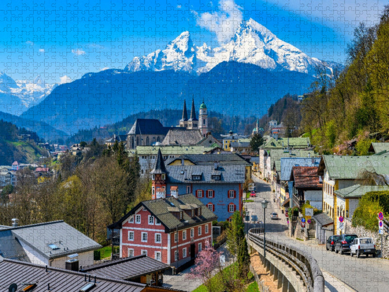 Blick auf den Ort mit Watzmann, Berchtesgaden - CALVENDO Foto-Puzzle'