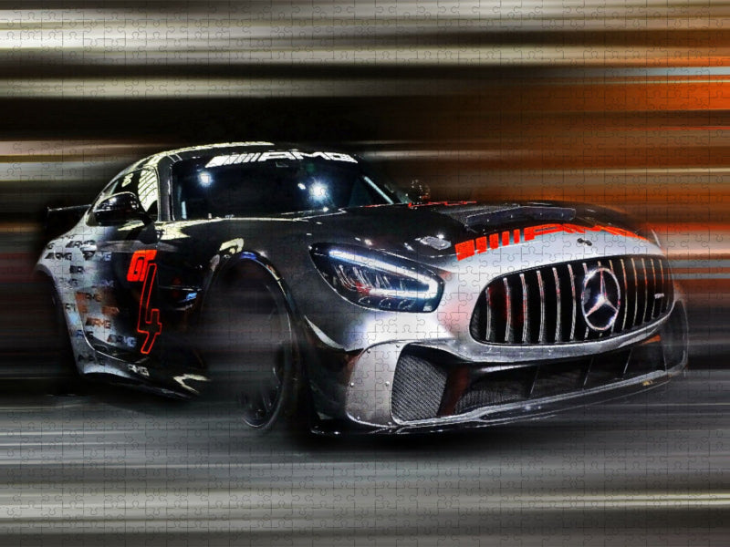 Der GT4 von Mercedes wurde von dem Edel-Tuner AMG zu einem wahren Sportpaket modifiziert. - CALVENDO Foto-Puzzle'