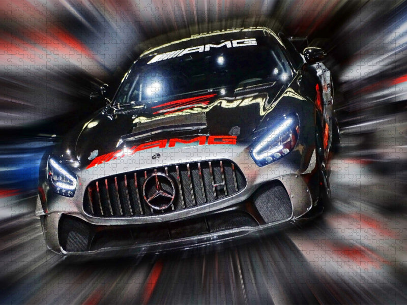 Der Mercedes AMG GT4 ist ein vom Edel-Tuner AMG optimierter Sportwagen mit Straßenzulassung. - CALVENDO Foto-Puzzle'
