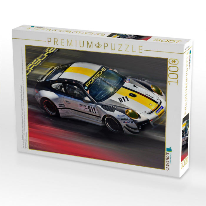 Der Porsche 911 GT3R gehört zu den häufigsten bei Tourenwagenrennen eingesetzten Sportwagen. - CALVENDO Foto-Puzzle'