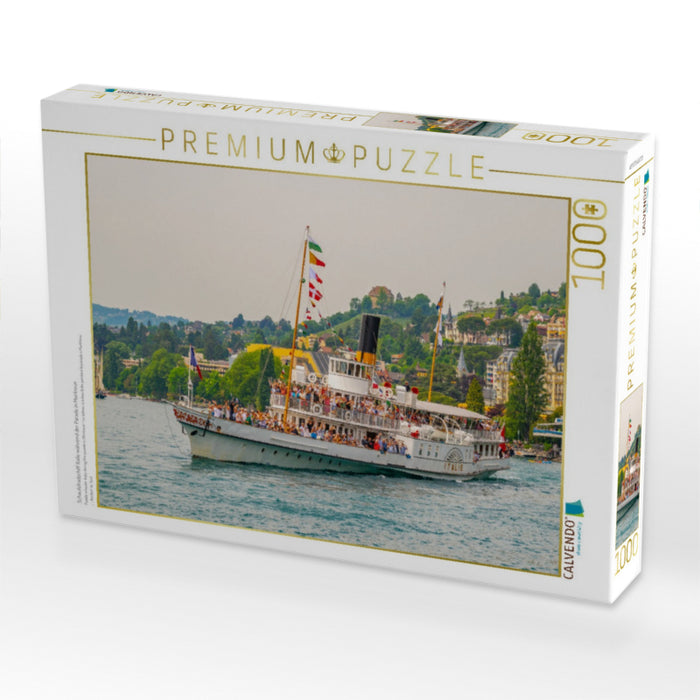 Schaufelradschiff Italie während der Parade in Montreux - CALVENDO Foto-Puzzle'