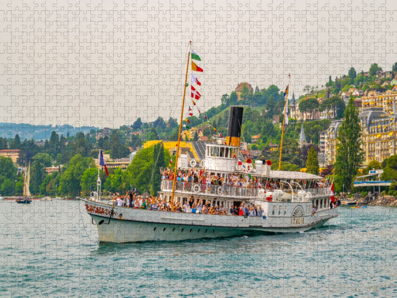 Schaufelradschiff Italie während der Parade in Montreux - CALVENDO Foto-Puzzle'