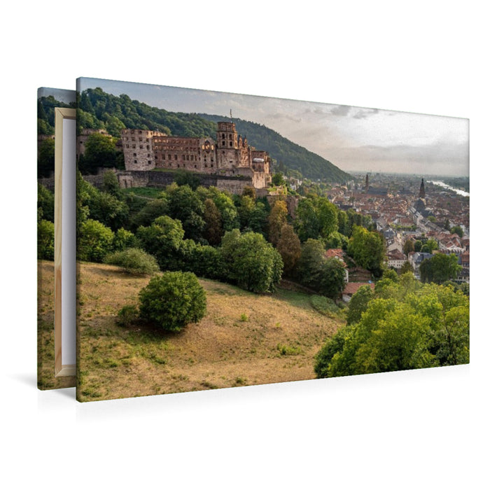 Premium Textil-Leinwand Schloss und Altstadt Heidelberg