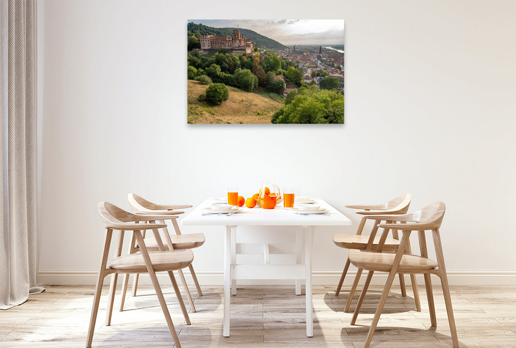 Premium Textil-Leinwand Schloss und Altstadt Heidelberg