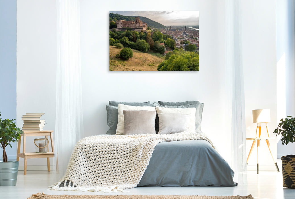 Premium Textil-Leinwand Schloss und Altstadt Heidelberg