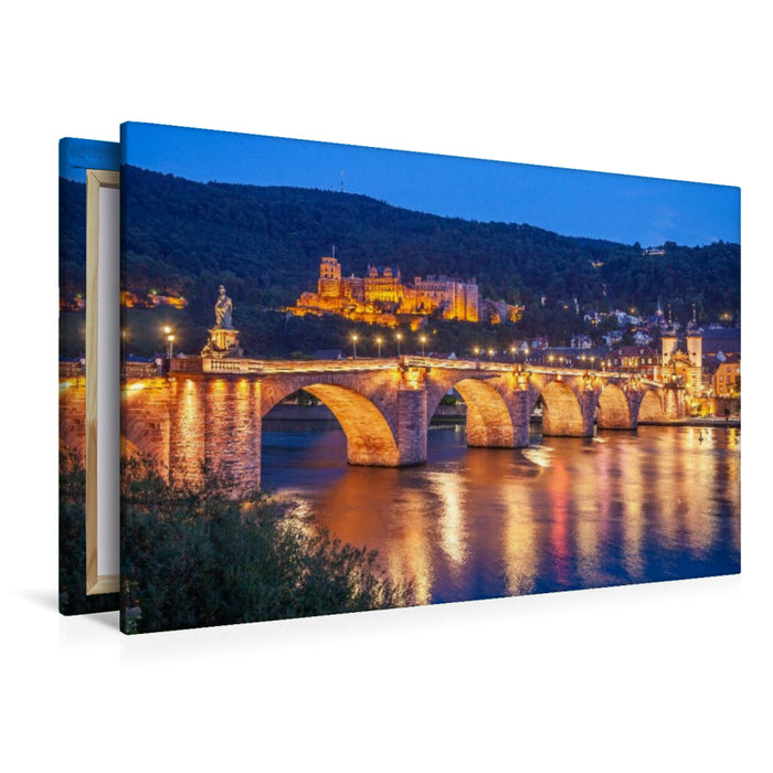 Premium Textil-Leinwand Heidelberg bei Nacht