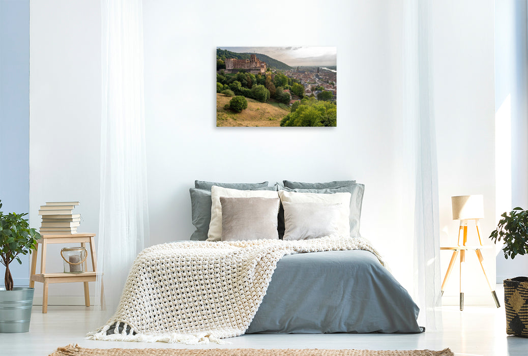 Premium Textil-Leinwand Schloss und Altstadt Heidelberg