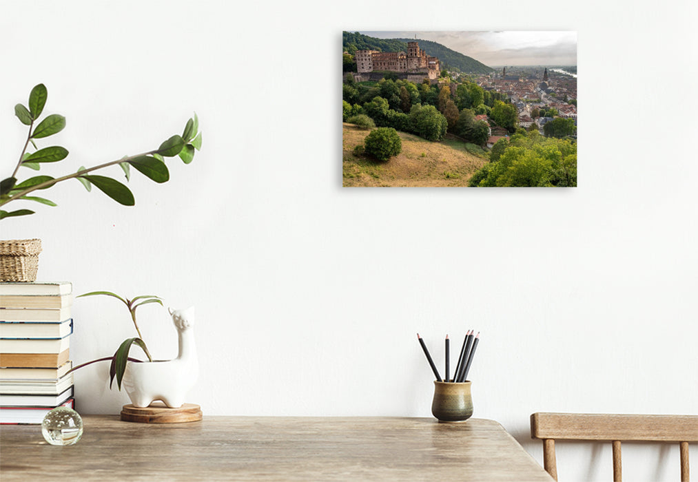 Premium Textil-Leinwand Schloss und Altstadt Heidelberg