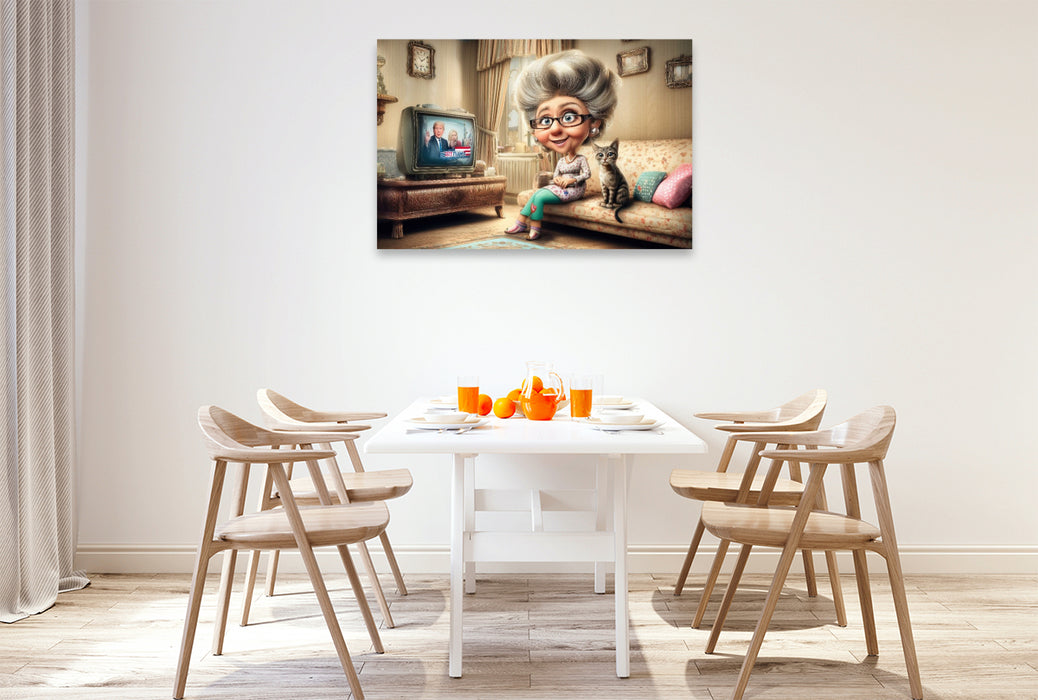 Premium Textil-Leinwand Gelassene Oma