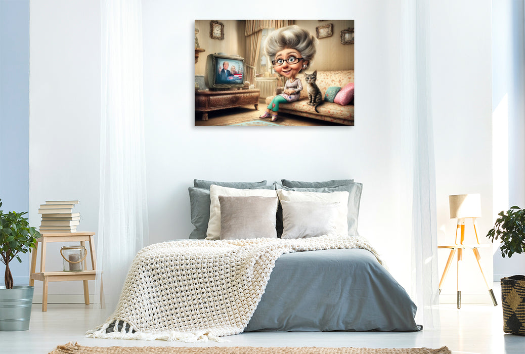 Premium Textil-Leinwand Gelassene Oma