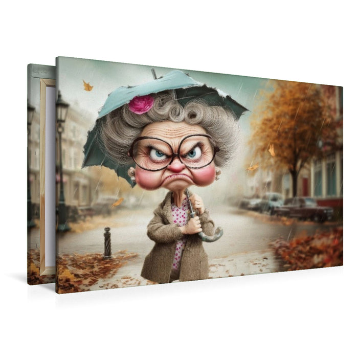 Premium Textil-Leinwand Oma und Mistwetter