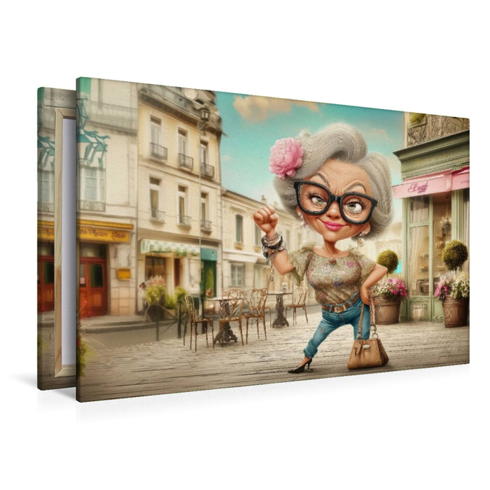 Premium Textil-Leinwand Oma in the city