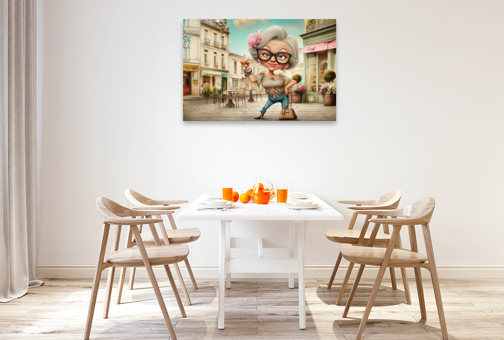 Premium Textil-Leinwand Oma in the city