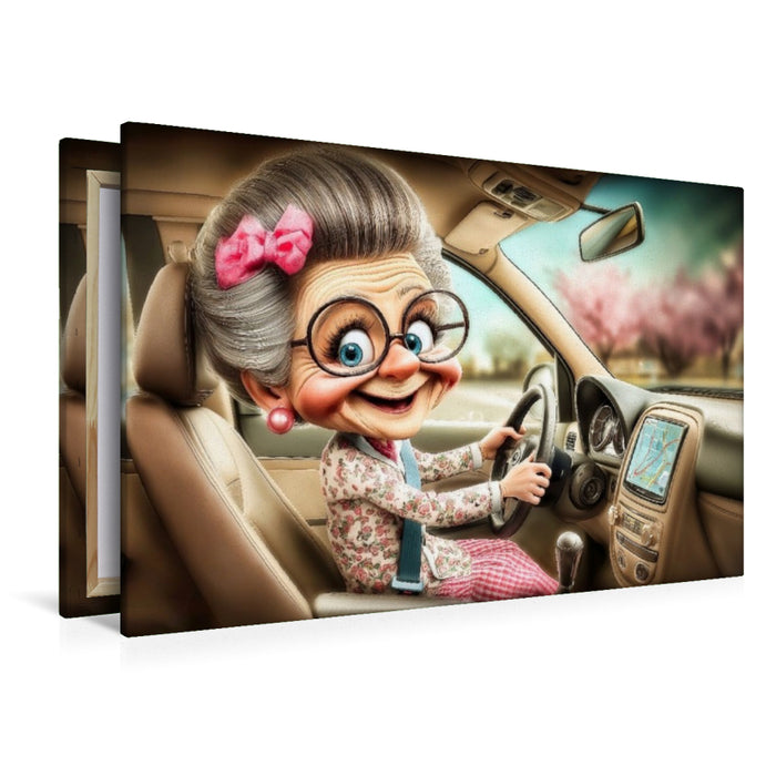 Premium Textil-Leinwand Omas neues Navi