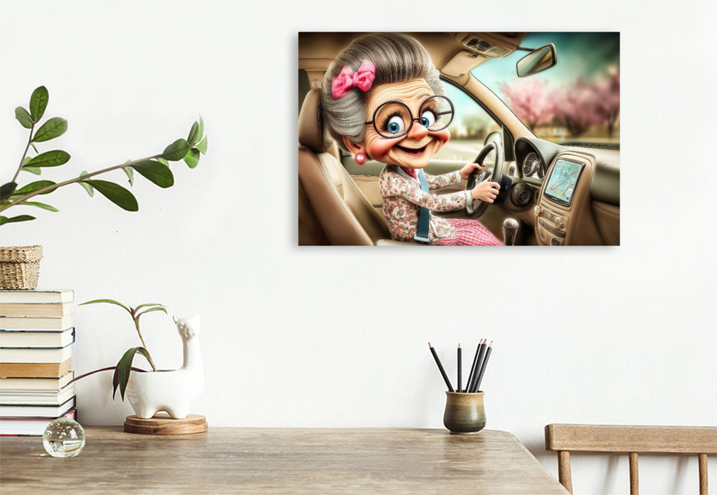 Premium Textil-Leinwand Omas neues Navi