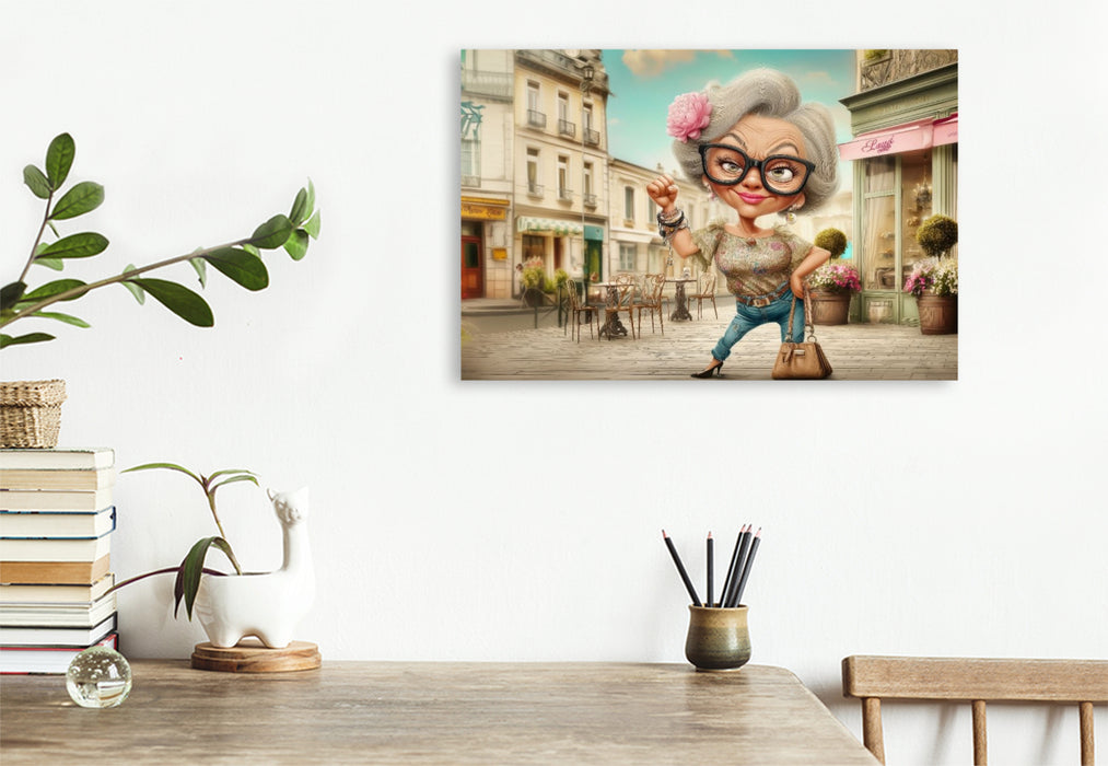 Premium Textil-Leinwand Oma in the city