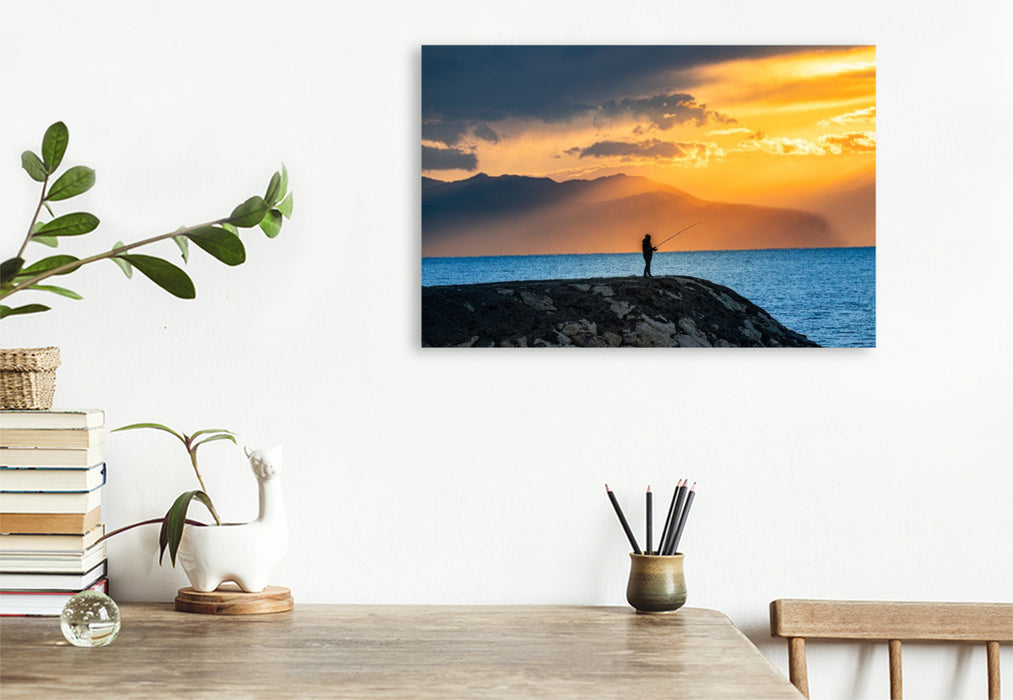 Premium Textil-Leinwand Unendliche Stille im weichen Abendlicht