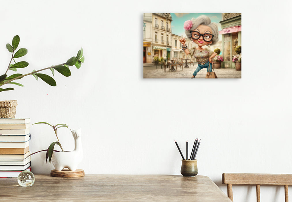 Premium Textil-Leinwand Oma in the city
