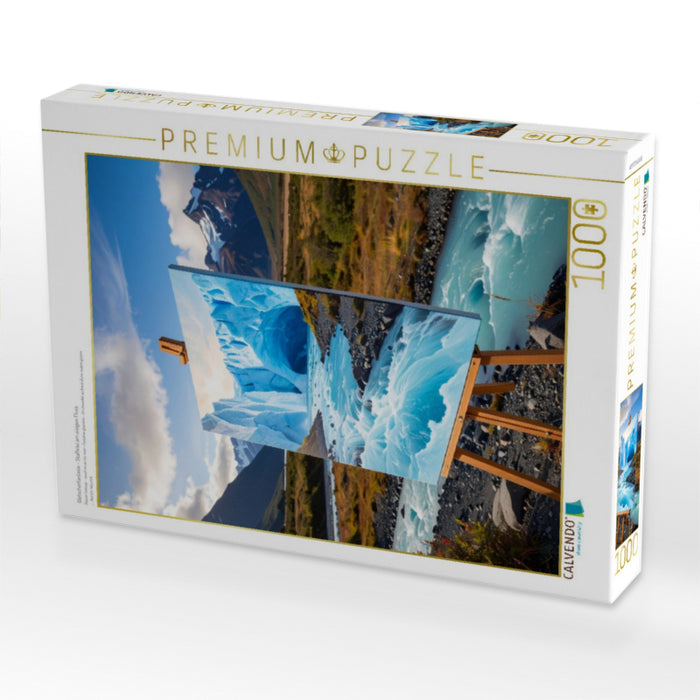 Gletscherfantasie - Staffelei am eisigen Fluss - CALVENDO Foto-Puzzle'