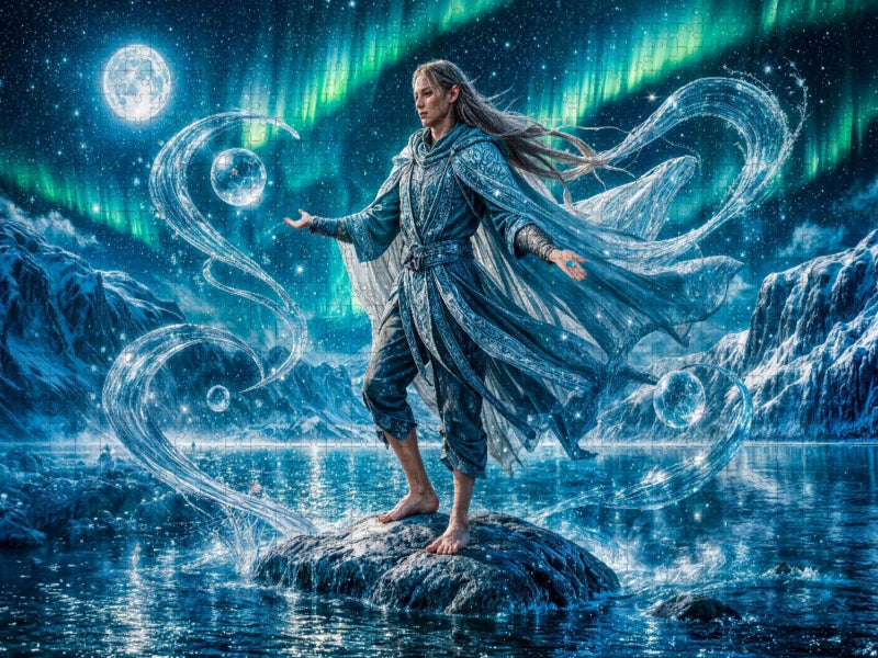 Wassermann Magischer Wasser‑Magier im Mondlicht - CALVENDO Foto-Puzzle'