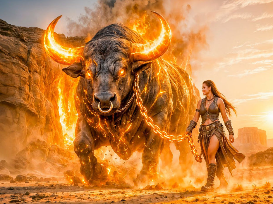 Stier - Feuriger Erdkrieger im Sturm der Elemente - CALVENDO Foto-Puzzle'