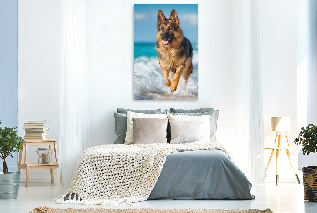 Premium Textil-Leinwand Ein Sprung ins pure Glück