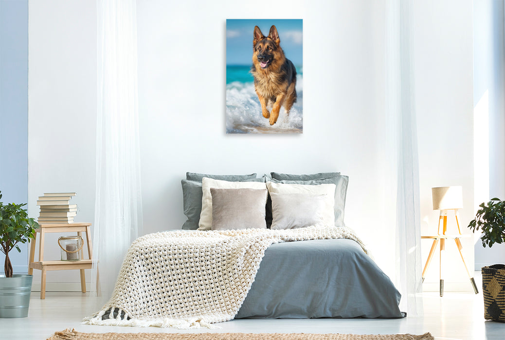 Premium Textil-Leinwand Ein Sprung ins pure Glück