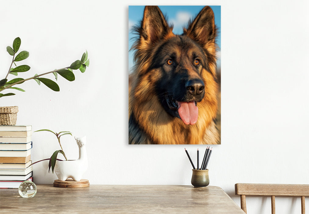 Premium Textil-Leinwand Ein Motiv aus dem Kalender Seelenblick Schäferhund