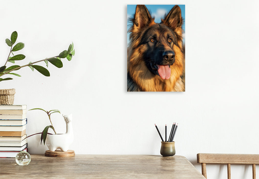 Premium Textil-Leinwand Ein Motiv aus dem Kalender Seelenblick Schäferhund