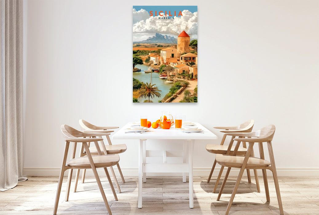 Premium Textil-Leinwand Marsala