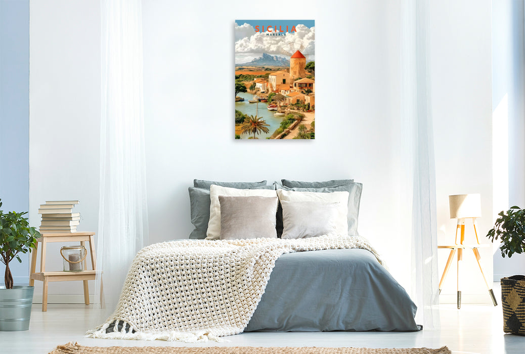 Premium Textil-Leinwand Marsala