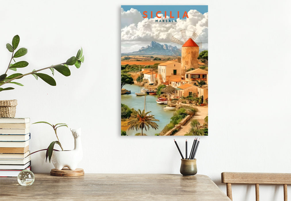 Premium Textil-Leinwand Marsala