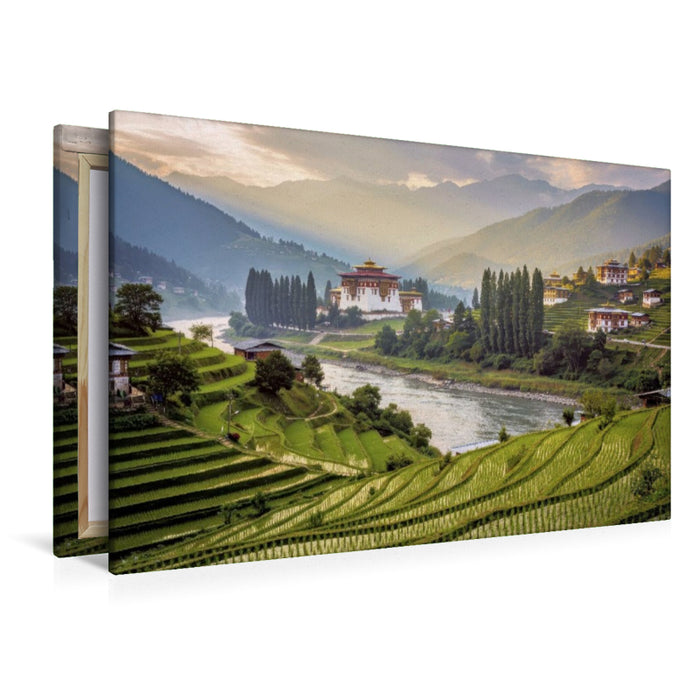 Premium Textil-Leinwand Punakha-Tal, Bhutan.