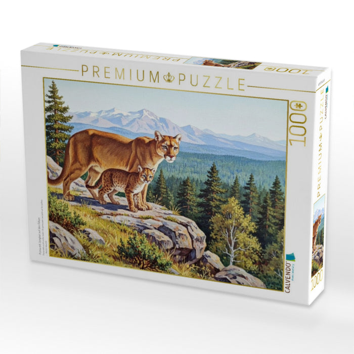 Puma mit Jungtier auf den Felsen - CALVENDO Foto-Puzzle'