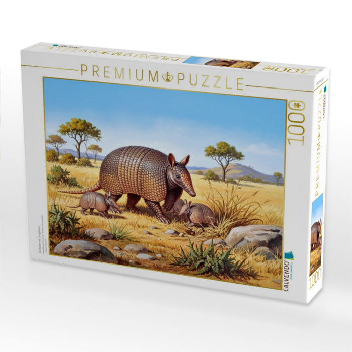 Gürteltier mit Jungtieren - CALVENDO Foto-Puzzle'