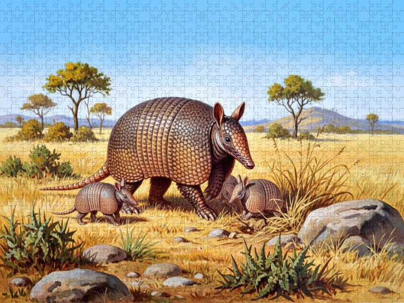 Gürteltier mit Jungtieren - CALVENDO Foto-Puzzle'