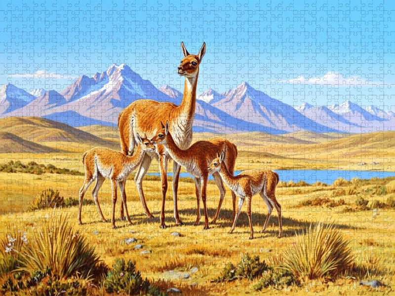 Vikunja Alpakas in den Bergen - CALVENDO Foto-Puzzle'